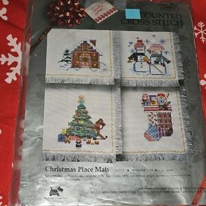 Christmas Place Mats Candamar Counted Cross Stitch Kits - 20 Placemats 18" x 13"